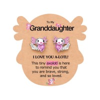 Eryuor Granddaughter Gifts from Grandma Axolotl Gifts Hypoallergenic Earrings for Little Girls Kids Jewelry 8 12 4 6 5 7 10 Axolotl Birthday Christmas Stocking Stuffers CD-Axolotl-Granddaughter-01