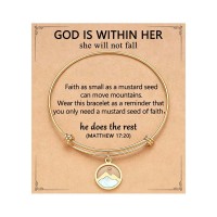 Eryuor Teen Girl Gifts Trendy Stuff Mustard Seed Bracelet Jewelry Christian Graduation Back to School Baptism Confirmation for Teenage Girls 12 14 13 16 10 18 11 Year Old Birthday Christmas Gifts CD-Bangle-Mustard-G01