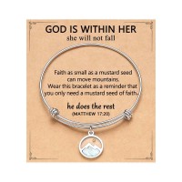Eryuor College High School 5th 8th Grade Christian Graduation Gifts for Women Her Teen Girls Birthday Baptism Confirmation Gifts Teenage Girl Trendy Stuff Mustard Seed Bracelet Jewelry CD-Bangle-Mustard-S02