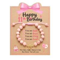 Eryuor 11 Year Old Girl Birthday Gifts for 11 Year Old Girls Bracelet CD-Bday-Bow Stone-Pink-11th-03