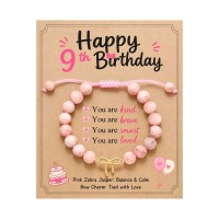 Eryuor 9 Year Old Girl Birthday Gifts for 9 Girls 9th Pink Bow Decorations CD-Bday-Bow Stone-Pink-9th-01