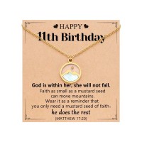 Eryuor 11 Year Old Girl Birthday Gifts for 11 Year Old Girls 11th Happy Birthday Decorations Necklace Ideas CD-Bday-Mustard-11th-G01