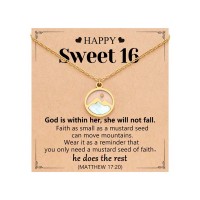 Eryuor 16th Birthday Decorations Sweet 16 Gifts for Girls 16 Year Old Girl Happy Birthday Necklace Presents Ideas for Teen Teenage CD-Bday-Mustard-16th-G04