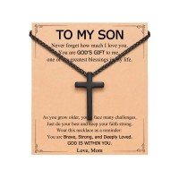 Eryuor Cross Necklace for Boys Kids To My Son Gifts from Mom Christmas Stocking Stuffers Teenage Teen Boy Gifts Baptism 8 12 14 16 18 13 15 11 9 10 Year Old Birthday Ideas CD-Black Cross-Son-01