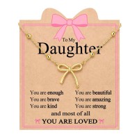 Eryuor Valentines Day Gifts for Daughter from Mom, Christmas Birthday Gifts for Daughter Adult Necklace CD-Bow-Daughter-G02