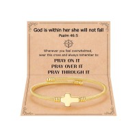 Eryuor Cross Bracelet for Women Christian Religious Faith Based Prayer Jewelry Birthday Baptism Gifts for Teen Teenage Girls 12 14 16 18 13 Trendy Stuff Christmas Stocking Stuffer CD-Cable Bangle-Cross-46:5-G01
