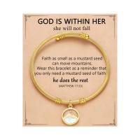 Eryuor Christmas Stocking Stuffer Teen Girl Gifts Mustard Seed Bracelet Jewelry Trendy Stuff Christian Faith Birthday Baptism Gifts for Girls Women Teenage Tween 10 12 14 16 18 13 CD-Cable Bangle-Mustard-G01