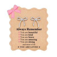 Eryuor Bow Stud Earrings for Girls 8-12 Hypoallergenic Silver Tween Teen Girl Gifts Trendy Stuff Cute Jewelry 10 12 14 9 11 Year Old Birthday Valentines Day Gifts for Girls Kids CD-E-Bow-S02