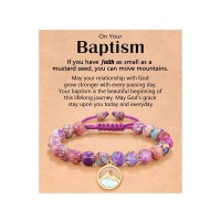Eryuor Baptism Gifts for Teen Girl Women Kid Catholic Christening Lds Baptism Decorations Favors Mustard Seed Bracelet CD-Gold Seed-Baptism-Imp02
