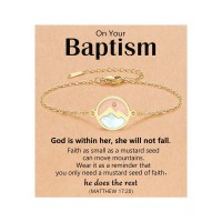 Eryuor Baptism Gifts for Teen Girl Women Adults Teenager Catholic Christening Baptism Decorations Favors Bracelet CD-Link-Mustard Seed-Baptism-G01