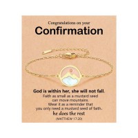 Eryuor Confirmation Gifts for Teen Girls Teenage Catholic Confirmation Sponsor Gift Ideas Decorations Bracelet CD-Link-Mustard Seed-Confir-G02