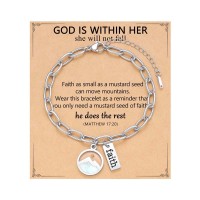 Eryuor Baptism Confirmation Gifts for Teen Girls Teenage Trendy Stuff Mustard Seed Jewelry Bracelet 12 14 16 18 13 Birthday Religious Christian High School 8th Grade Graduation Gifts for Her Women CD-Mustard Seed Link-Faith-S02
