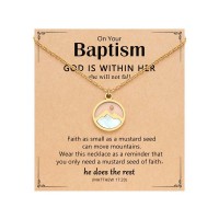 Eryuor Baptism Gifts for Girl Women Catholic Christening Lds Baptism Decorations Favors Necklace Adults Teen CD-Mustard Seed-Bap-G01