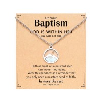 Eryuor Baptism Gifts for Girl Women Catholic Christening Lds Baptism Decorations Favors Necklace Adults Teen CD-Mustard Seed-Bap-S02