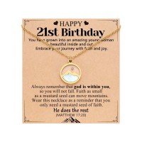 Eryuor 21st Birthday Gifts for Her Cool Gifts for 21 Year Old Female Women 21st Happy Birthday Decorations Ideas Necklace CD-Mustard Seed-Bday-21st-G08