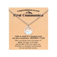 Eryuor First Communion Gifts for Girls Catholic 1st Holy Communion Decorations Necklace CD-Mustard Seed-Communion-S02