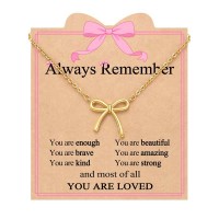 Eryuor Gold Bow Necklace Jewelry Tween Teen Girl Gifts Trendy Stuff Cute Girly Preppy Things 8 10 12 14 16 13 9 11 Year Old Birthday Valentines Gifts for Kids Teenage Girls Easter Basket Stuffers CD-Simple Bow-Always-G01